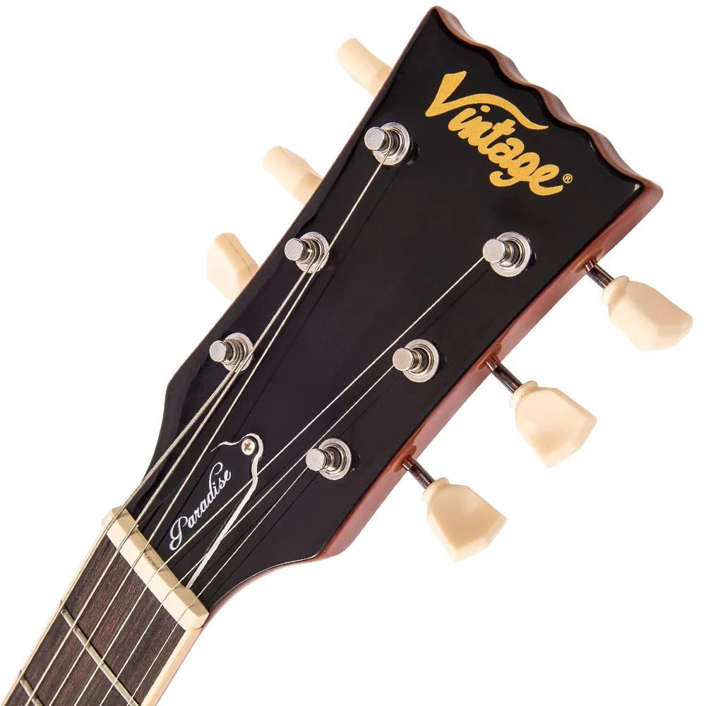 Vintage V100 Reissued Elektro Gitar - Flamed Amber