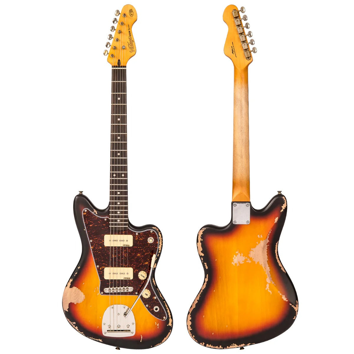 Vintage V65 ICON Vibrato Elektro Gitar - Distressed Sunburst