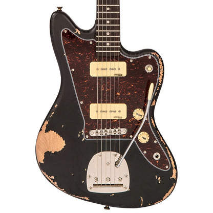 Vintage V65 ICON Vibrato Elektro Gitar - Distressed Black