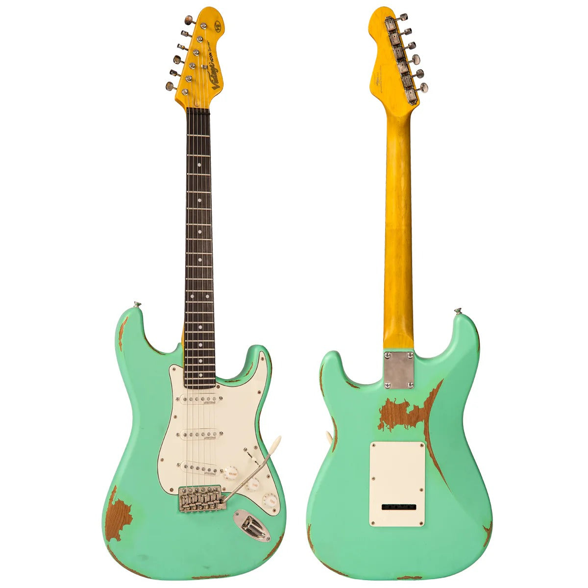 Vintage V6 ICON Elektro Gitar - Distressed Ventura Green