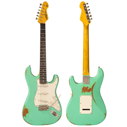 Vintage V6 ICON Elektro Gitar - Distressed Ventura Green