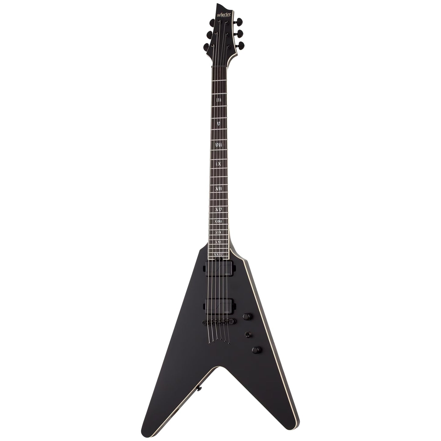 Schecter V-1 SLS Elite Evil Twin Elektro Gitar - Mat Siyah