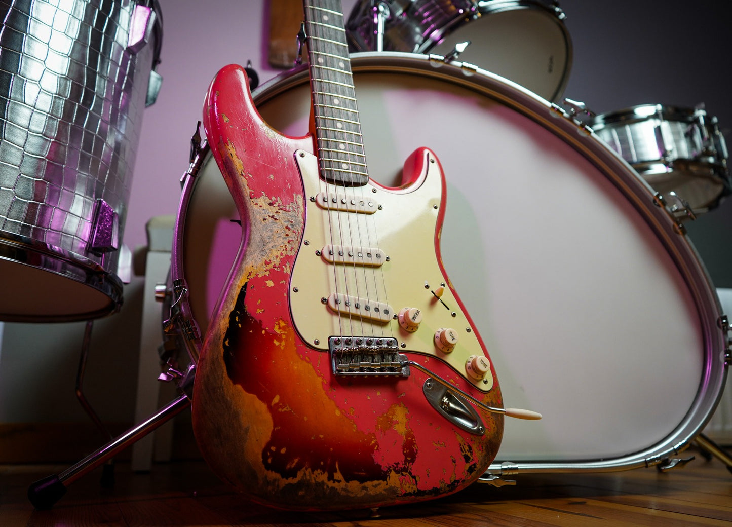 Elma Guitars Custom 1960 Stratocaster Elektro Gitar - Shell Pink Over 3TS