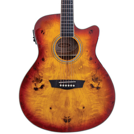 Washburn Deep Forest Burl Ace Amber Fade Elektro Akustik Gitar