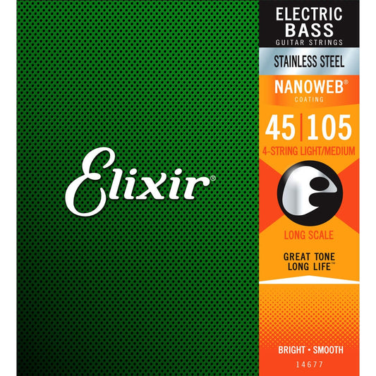 Elixir 14677 Nanoweb Medium 4 Telli Bas Gitar Teli (45-105)