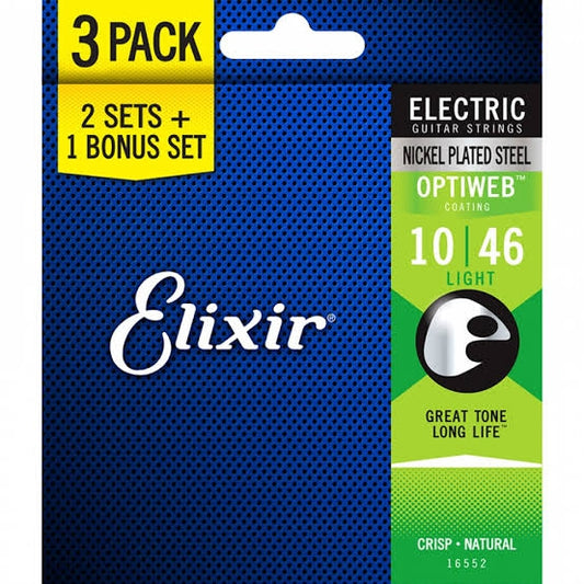 Elixir 16552 Optiweb Light 3'lü Elektro Gitar Teli (10-46)