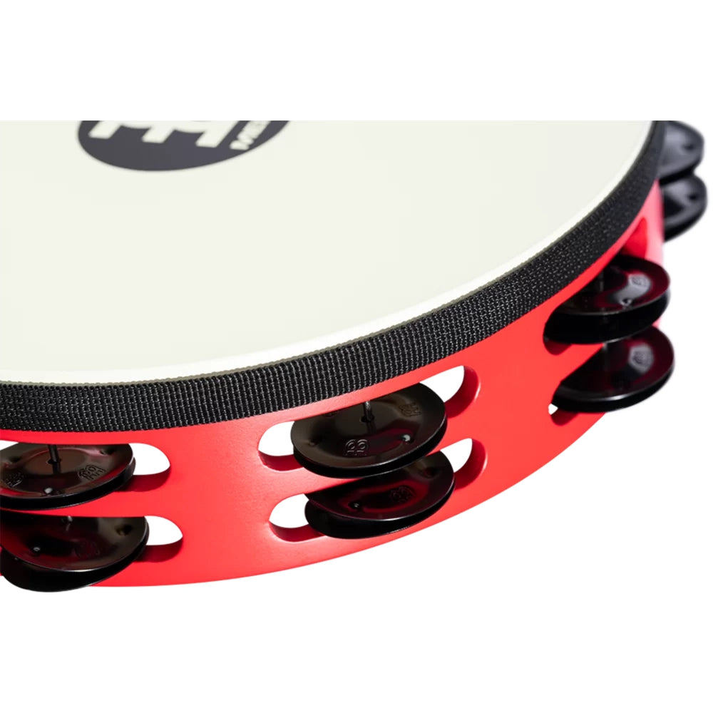 Meinl TAH2BK-R-TF Traditional Wood Frame Steel Jingles 2 Rows 10" Tamburin (Kırmızı)