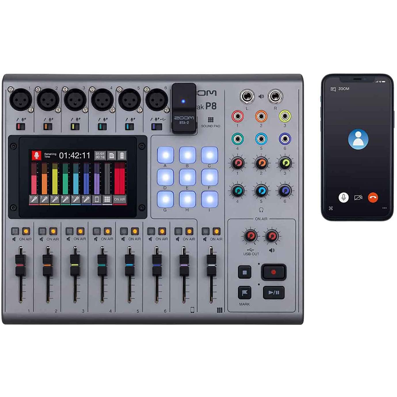 Zoom P8 Protrak 8 Kanal Podcast Mikseri